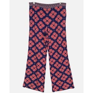 Vineyard Vines Women's Wide Leg Pants Blue Coral Shell Print Rayon Size M